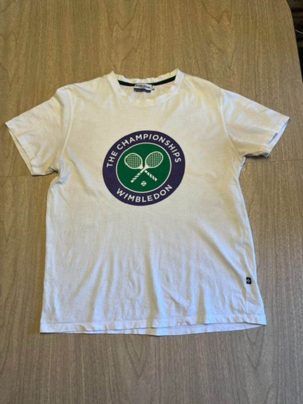 Vintage 100 % Cotton Tee Wimbledon The Championships Logo Mens Size Large